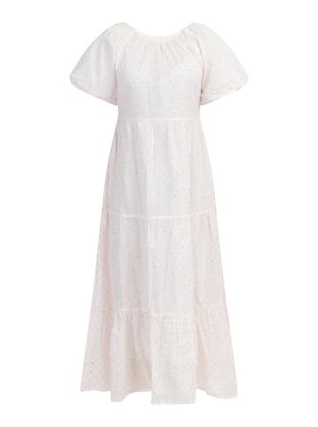 myMo Damen Maxikleid in Weiss Pinkorange Punkte