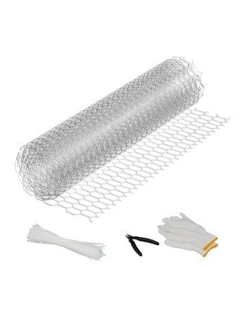 relaxdays Maschendrahtzaun in Silber - (B)5 x (H)0,4 m