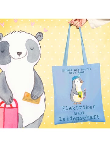 Mr. & Mrs. Panda Tragetasche Elektriker Leidenschaft mit Spruch in Sky Blue