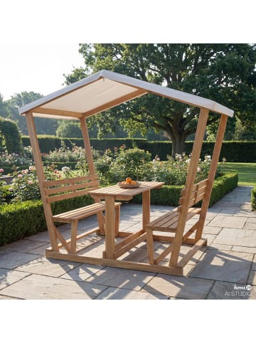 home24 Überdachte Gartensitzgruppe Eterra in Akazie Braun / Creme