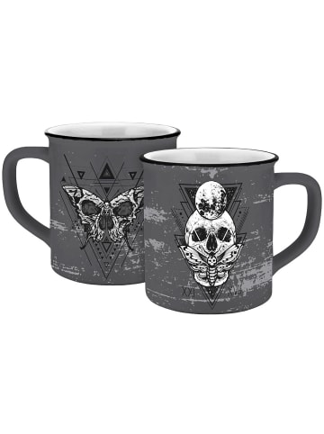 Geda Labels Tasse Skull mystic Emaille-Optik in Grau - 400 ml