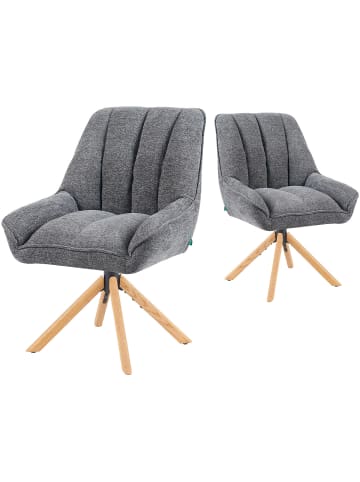DUBI Möbel 2er-Set: Drehstuhl Mika-Leon in Grau - (B)60 x (H)88 x  (T)68 cm