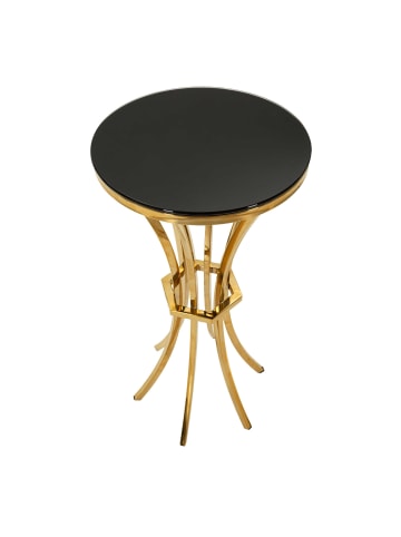 Mauro Ferretti Hoher Tisch aus Metall und Glas in Gold und Schwarz (Ø 40x81 cm)