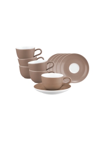 Seltmann Weiden 6er Set Espressotasse mit Untertasse Liberty Pure Colors 90 ml in Cocoa Brown