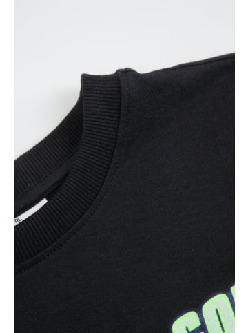 Coccodrillo Baumwoll-T-Shirt mit kurzen Ärmeln in schwarz