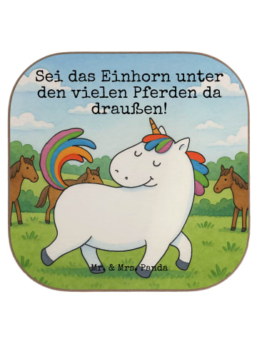 Mr. & Mrs. Panda Getränkeuntersetzer Einhorn Stolzieren Design m... in Weiß