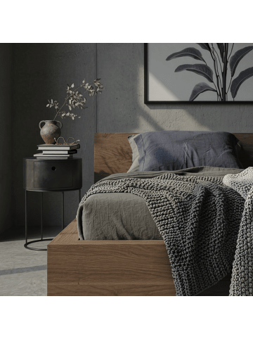 KADIMA DESIGN Nachtkonsole Mango Massivholz Metall 40x40x60 cm Nachttisch in Schwarz