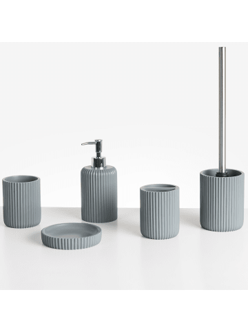 Beliani 5-tlg Badezimmer-Zubehör CAMANA in Grau/Silber