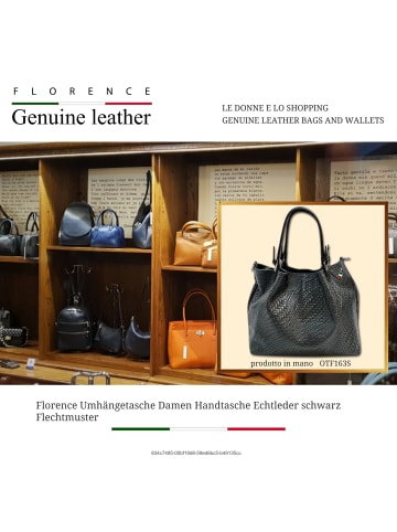 Florence Leder Handtasche, Umhängetasche Florence Tasche schwarz ca. 31cm