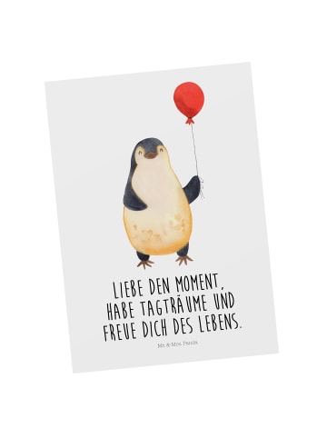 Mr. & Mrs. Panda Fotokarte Pinguin Luftballon mit Spruch in Weiß