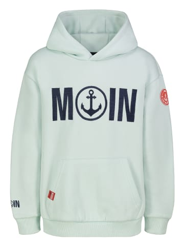Sublevel Hoodie Kapuze Frontprint Kängurutasche Look in Grün-2