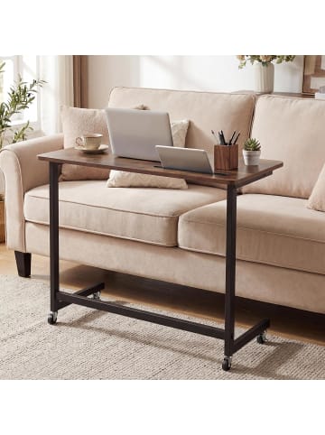 COSTWAY Beistelltisch mit Rollen 80 x 39.5 x 75 cm in Braun