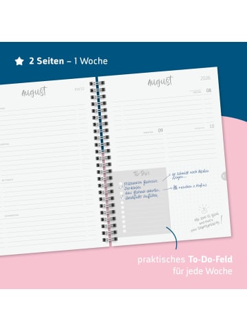 BRUNNEN Schülerkalender A5 1 Woche/2 Seiten Clouds 2026/2027
