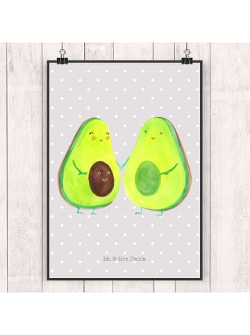 Mr. & Mrs. Panda Bild Avocado Pärchen ohne Spruch in Grau Pastell