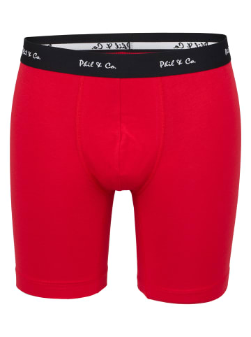 Phil & Co. Berlin  Retro Boxer Long Boxer in Black + Chilli Pepper