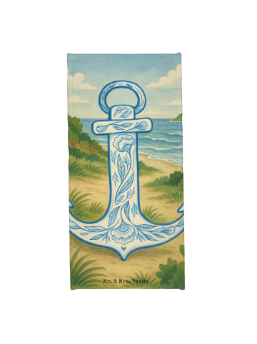 Mr. & Mrs. Panda Badhandtuch Anker Blau Design ohne Spruch in Gelb Pastell