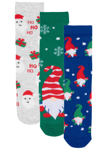 United Labels 3er Pack Wichtel Santa Socken Weihnachtssocken Winter Sneaker in Mehrfarbig