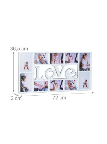 relaxdays Bilderrahmen LOVE in Weiß - (B)72 x (H)36,5 x (T)2 cm