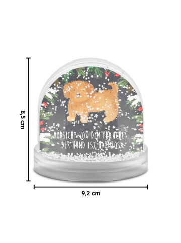 Mr. & Mrs. Panda Schneekugel Hund Flauschig mit Spruch in Kreidetafel