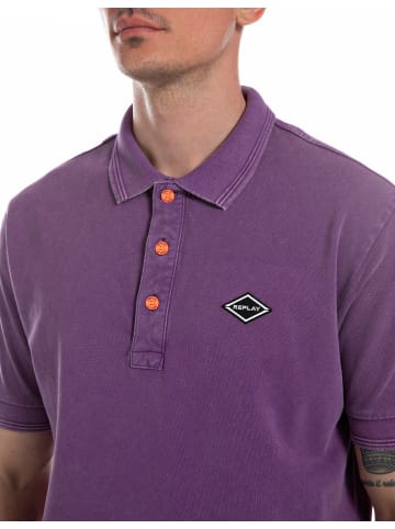 Replay Poloshirts Garment Dyed Cotton Piquet in violett