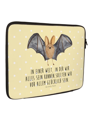 Mr. & Mrs. Panda Laptop Tasche Fledermaus Flügel mit Spruch in Gelb Pastell