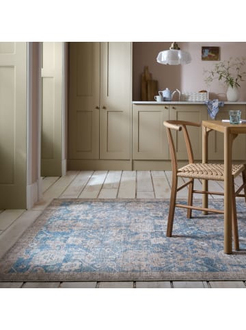 KADIMA DESIGN Waschbarer Teppich Vintage Floral, Orientalisch, Wohnzimmer in Blau