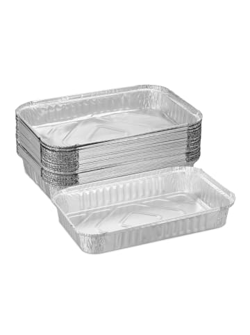 relaxdays 25 x Aluschalen in Silber - (B)31 x (H)4,5 x (T)21 cm