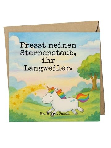 Mr. & Mrs. Panda Einladungskarte Einhorn Happy Design mit Spruch in Weiß