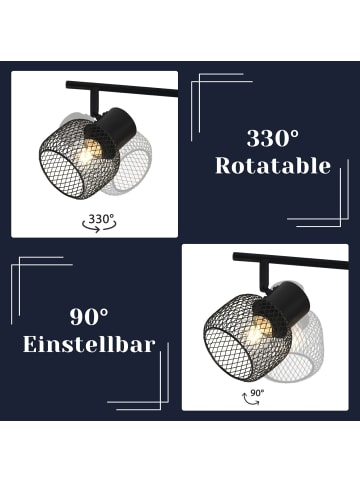 ZMH Deckenleuchte in schwarz 4-flammige E27 rund Metall verstelbar 330°