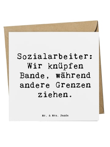 Mr. & Mrs. Panda Grußkarte Spruch Sozialarbeiterin Einheite knüpfen... in Weiß