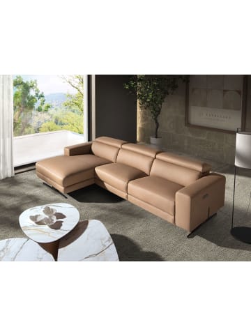 Angel Cerdá Relax Chaiselongue Sofa 6286 in Braun / Stahl – (B)305 x (H)100 x (T)170 cm