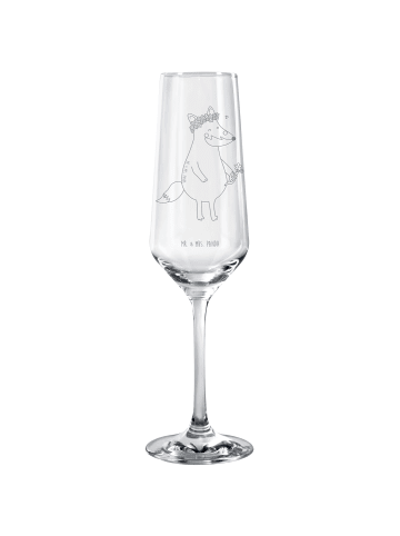 Mr. & Mrs. Panda Sektglas Fuchs Blumen ohne Spruch in Transparent