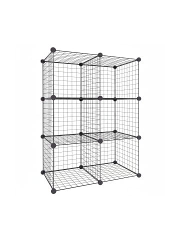relaxdays Steckregal "6 Würfel" in Schwarz - (B)75 x (H)110 x (T)37 cm