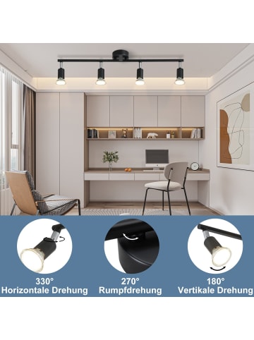 ZMH Deckenleuchte in schwarz 4-flammige GU10 schwenkbar Küchenlampe L 60 cm