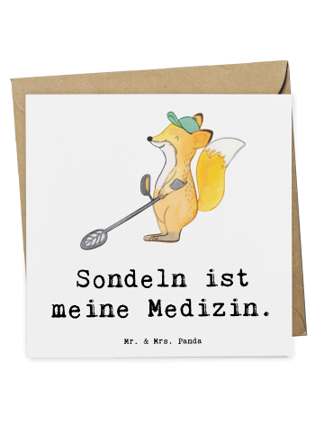 Mr. & Mrs. Panda Grußkarte Fuchs Metalldetektor mit Spruch in Weiß