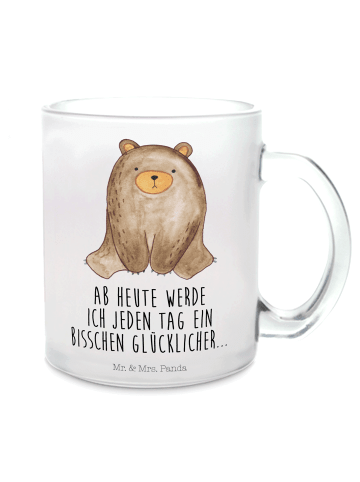 Mr. & Mrs. Panda Teetasse Bär sitzend mit Spruch in Transparent