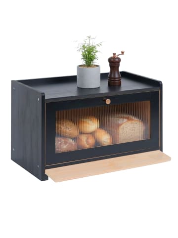 relaxdays Brotkasten in Schwarz - (B)40 x (H)26 x (T)25 cm