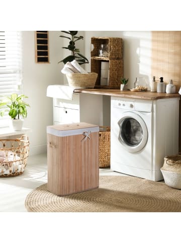 HOMCOM Wäschekorb in Natur 40L x 30B x 60H cm