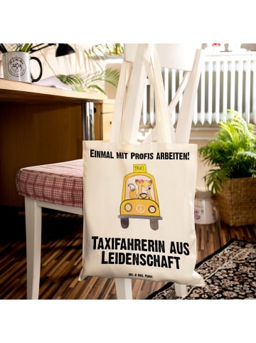 Mr. & Mrs. Panda Shopping Tasche Taxifahrerin Leidenschaft mit S... in Creme