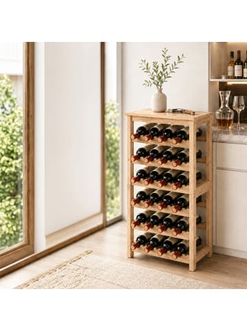 relaxdays Weinregal in Natur - (B)40 x (H)82 x (T)24 cm
