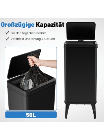 COSTWAY 50L Mülleimer mit Sensor in Schwarz