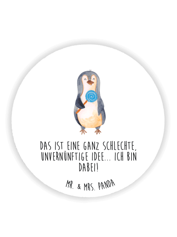 Mr. & Mrs. Panda Rund Magnet Pinguin Lolli mit Spruch in Weiß