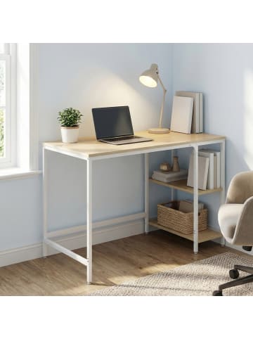 VASAGLE Schreibtisch Barnet in Beige-Weiß - (B)120 x (H)76 x (T)60 cm