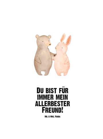 Mr. & Mrs. Panda Trinkflasche Edelstahl Bär und Hase Umarmen mit... in Weiß