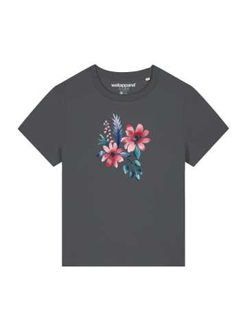 wat? Apparel T-Shirt Blume in Wasserfarbe 02 in Grau
