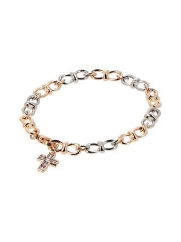 faina Women Chain Link Bracelet With Rhinestones in Rose Gold Silver