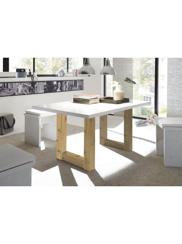 58 aufm Kessel ESSTISCH ausziehbar Eila 1 160 x 90 x 75 Esszimmertisch Asteiche/Weiß Matt Lack