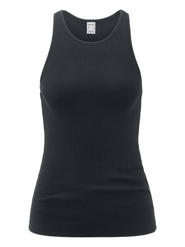Hessnatur Ripp-Top Fitted High-Neck in schwarz