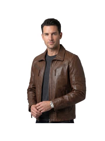 JILANI Lederjacke Lammnappa in Dunkelcognac