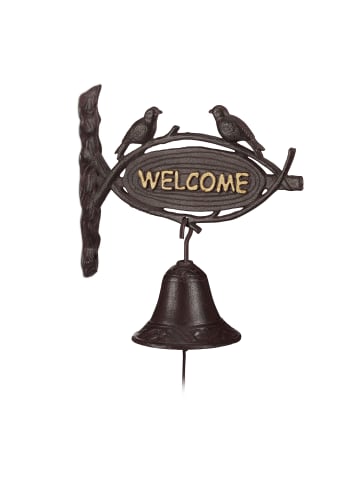 relaxdays 3 x Türglocke "Welcome" in Dunkelbraun